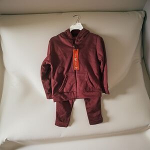 NWOT Size 4T Girls Kids Burgundy Matching Set with jacket and pants